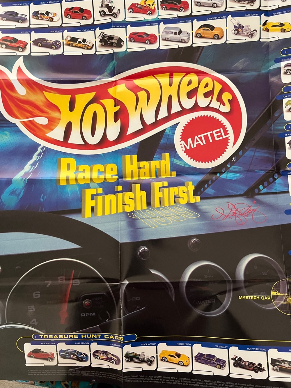 2 Mattel Hot Wheels Poster  1999
Race Hard Finish First.      36X30